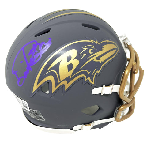 Derrick Henry Baltimore Ravens Signed Riddell Slate Mini Helmet BAS Beckett