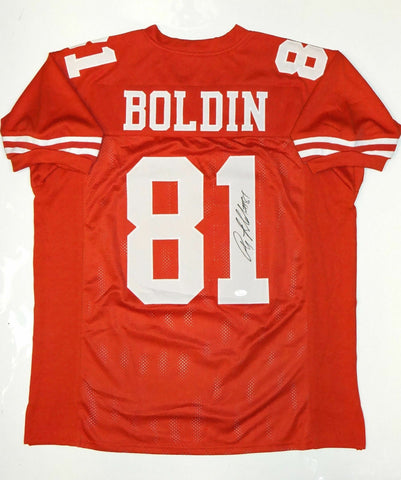 Anquan Boldin Autographed Red Pro Style Jersey- JSA W Auth