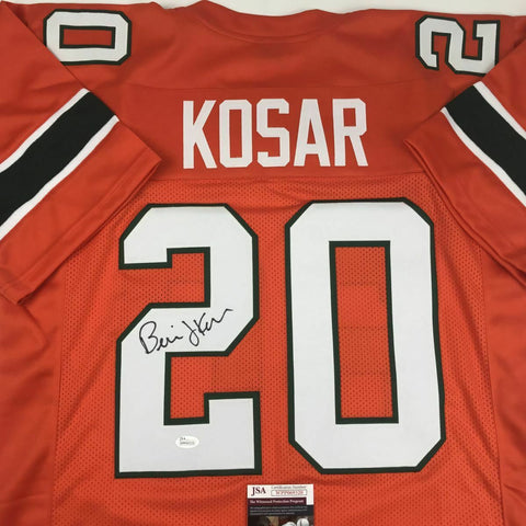 Autographed/Signed BERNIE KOSAR Miami Hurricanes Orange College Jersey JSA COA