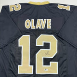 Autographed/Signed Chris Olave New Orleans Black Football Jersey Beckett BAS COA