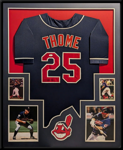 FRAMED CLEVELAND GUARDIANS JIM THOME AUTOGRAPHED SIGNED JERSEY JSA COA