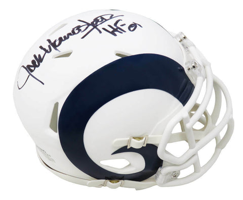 Jack Youngblood Signed RAMS Flat White Riddell Speed Mini Helmet w/HF'01- SS COA