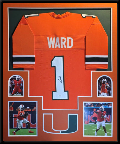 FRAMED MIAMI HURRICANES CAM WARD AUTOGRAPHED SIGNED JERSEY JSA COA