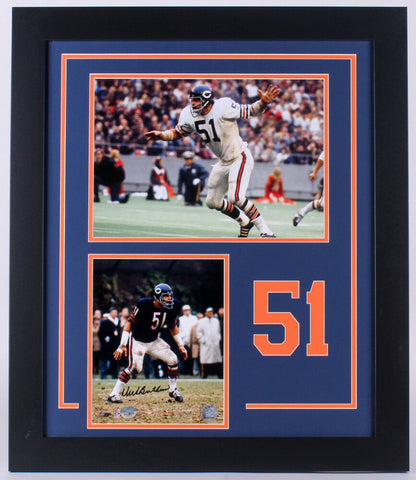 Dick Butkus Signed Bears 23.5x 27.5 Custom Framed Photo Display (Fanatics Holo)