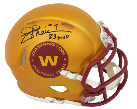 Joe Theismann Signed WFT FLASH Riddell Speed Mini Helmet w/83 MVP -SCHWARTZ COA