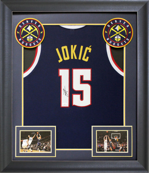 Nikola Jokic Authentic Signed Navy Blue Pro Style Framed Jersey Autographed JSA