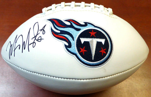 MARCUS MARIOTA AUTOGRAPHED WHITE LOGO FOOTBALL TENNESSEE TITANS MM HOLO 104780