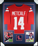 D.K. DK METCALF (Ole Miss red TOWER) Signed Autographed Framed Jersey JSA