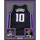 Framed Autographed/Signed Domantas Sabonis 35x39 Sacramento Black Jersey BAS COA