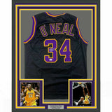 FRAMED Autographed/Signed SHAQUILLE SHAQ O'NEAL 33x42 LA Black Jersey JSA COA