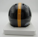 Rocky Bleier HOF Signed/Inscr Black Mini Helmet Steelers Becket Witness 191559