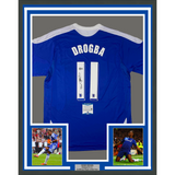 Framed Autographed/Signed Didier Drogba 33x42 Chelsea FC Blue Jersey BAS COA