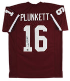 Stanford Jim Plunkett Authentic Signed Red Pro Style Jersey Autographed BAS