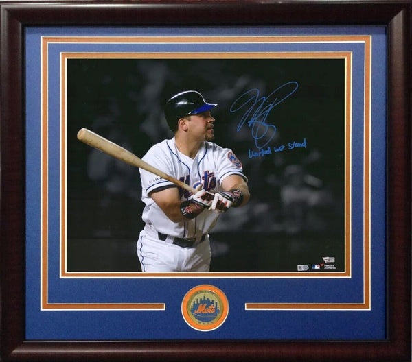 Mike Piazza Signed United We Stand Hr 16x20 9/11 Photo Framed Mets auto Fanatics