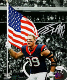 JJ Watt Autographed Houston Texans 8x10 Spotlight Flag PF. Photo- JSA W Auth