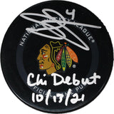 Seth Jones Autographed/Signed Chicago Blackhawks Hockey Puck Debut FAN 46961