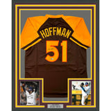 Framed Autographed/Signed Trevor Hoffman 33x42 San Diego Brown Jersey BAS COA