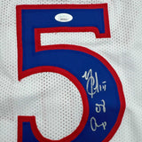 Framed Autographed/Signed Mario Chalmers 35x39 Kansas White Jersey JSA COA