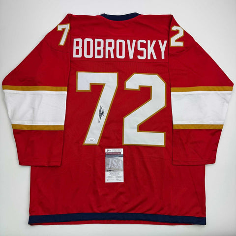 Autographed/Signed Sergei Bobrovsky Florida Red Hockey Jersey JSA COA