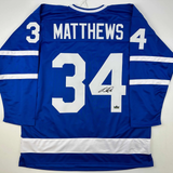 Facsimile Autographed Auston Matthews Toronto Blue Reprint Auto Jersey Men's XL