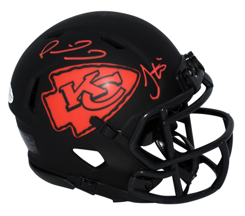 PATRICK MAHOMES TYREEK HILL SIGNED KANSAS CITY CHIEFS ECLIPSE MINI HELMET BAS