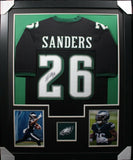 MILES SANDERS (Eagles black TOWER) Signed Autographed Framed Jersey JSA