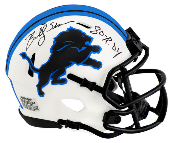 Billy Sims Signed Lions LUNAR Riddell Speed Mini Helmet w/80 ROY -(SCHWARTZ COA)