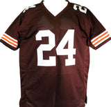 Nick Chubb Autographed Brown w/ White # Pro Style Jersey- Beckett W Holo *Black