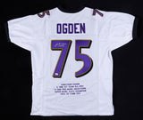 Jonathan Ogden Signed Baltimore Ravens Career Stat Jersey (JSA COA) 11xPro Bowl