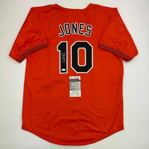 Autographed/Signed Adam Jones Baltimore Orange Baseball Jersey JSA COA