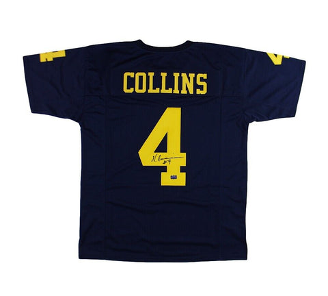 Nico Collins Signed Michigan Custom Navy Blue Jersey