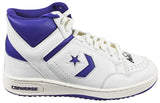 Magic Johnson Signed Right Purple & White Converse Weapon Shoe W/ Case BAS Wit 2