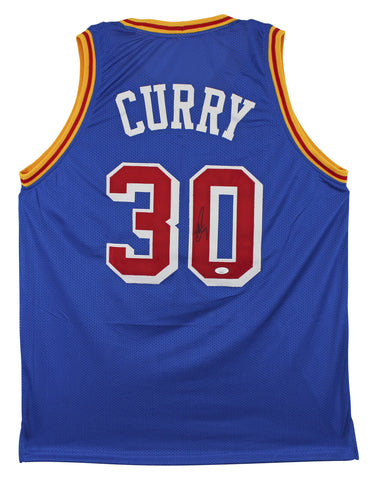 Stephen Curry Authentic Signed Blue Pro Style Jersey w/ Red #'s Autographed JSA