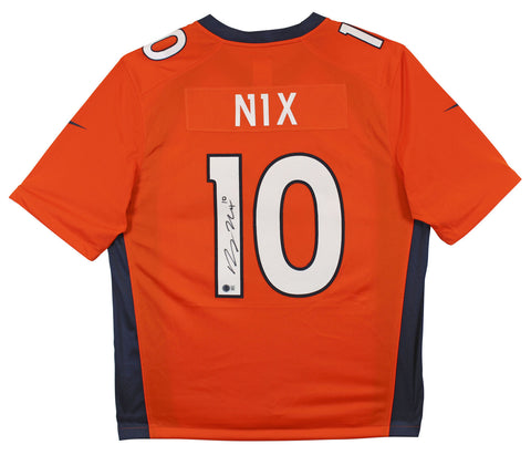 Broncos Bo Nix Authentic Signed Orange Nike Limited Jersey BAS Wit