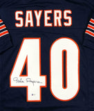 Gale Sayers Autographed Blue Pro Style Jersey- Beckett Auth *4