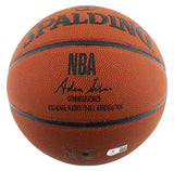 Lakers Magic Johnson Signed Spalding White Panel Basketball w/ case BAS Wit