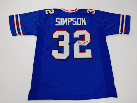 O J Simpson Signed Buffalo Bills Blue Throwback Jersey (JSA COA) 5xPro Bowl RB