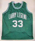 LARRY BIRD SIGNED AUTOGRAPHED PRO STYLE XL "LARRY LEGEND" CUSTOM STAT JERSEY JSA