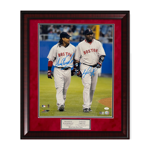 Manny Ramirez & David Ortiz Signed Autographed 16x20 Photo Framed To 20x24 JSA