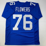 Autographed/Signed Ereck Flowers New York Blue Football Jersey JSA COA