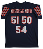 Monsters Of The Midway (3) Butkus, Singletary & Urlacher Signed Navy Jersey BAS