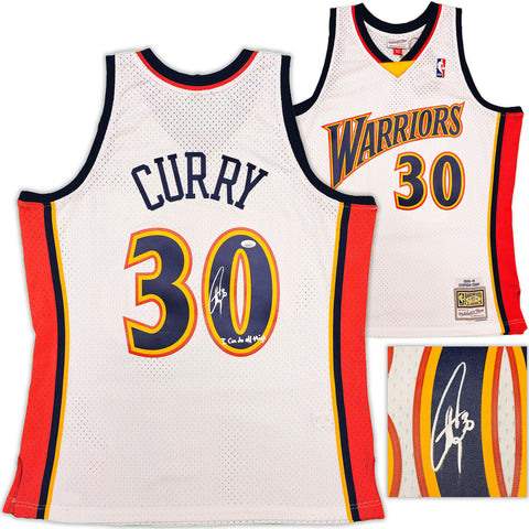 WARRIORS STEPHEN CURRY AUTOGRAPHED M&N 2009-10 JERSEY DO ALL THINGS JSA 235509