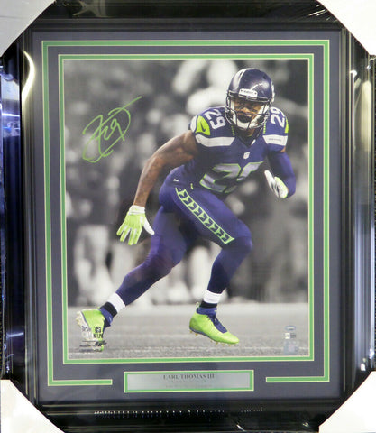 EARL THOMAS AUTOGRAPHED SIGNED FRAMED 16X20 PHOTO SEAHAWKS MCS HOLO 115101