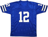 COWBOYS ROGER STAUBACH AUTOGRAPHED ROYAL BLUE JERSEY BECKETT WITNESS 212672