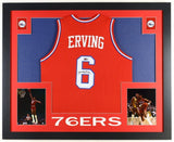 Julius Erving AKA "DR J" Signed Philadelphia 76ers 35"x 43" Framed Jersey (JSA)