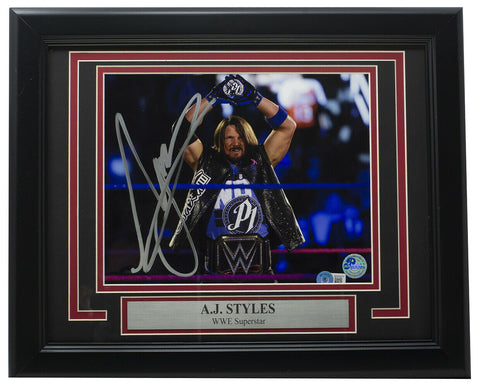 AJ Styles Signed Framed 8x10 WWE Photo BAS BD60670