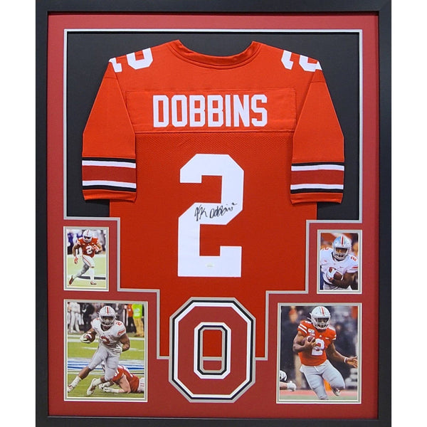 JK Dobbins Autographed Signed Framed Ohio State Buckeyes J.K. Jersey JSA