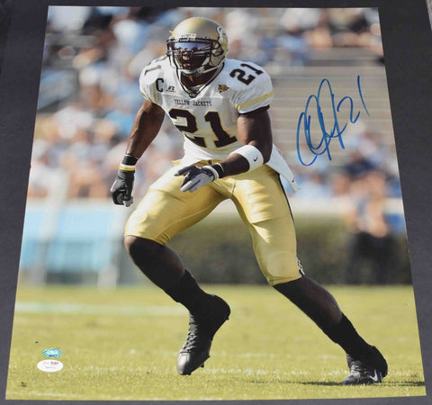 CALVIN JOHNSON AUTOGRAPHED GEORGIA TECH YELLOW JACKETS 16x20 PHOTO JSA