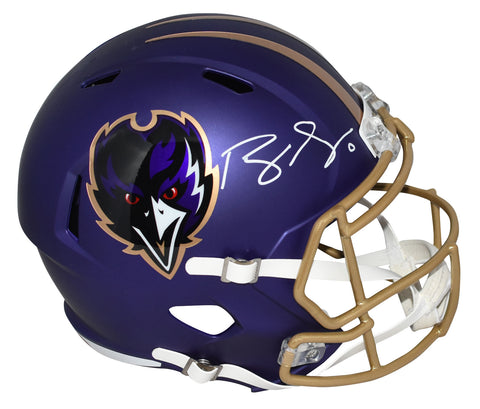 ROQUAN SMITH SIGNED BALTIMORE RAVENS 2024 PURPLE FULL SIZE SPEED HELMET BECKETT