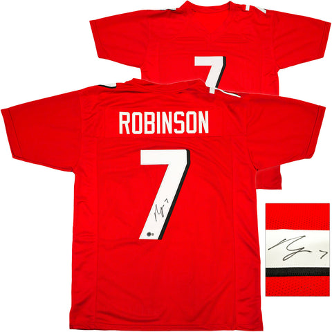 ATLANTA FALCONS BIJAN ROBINSON AUTOGRAPHED RED JERSEY BECKETT BAS WITNESS 230587